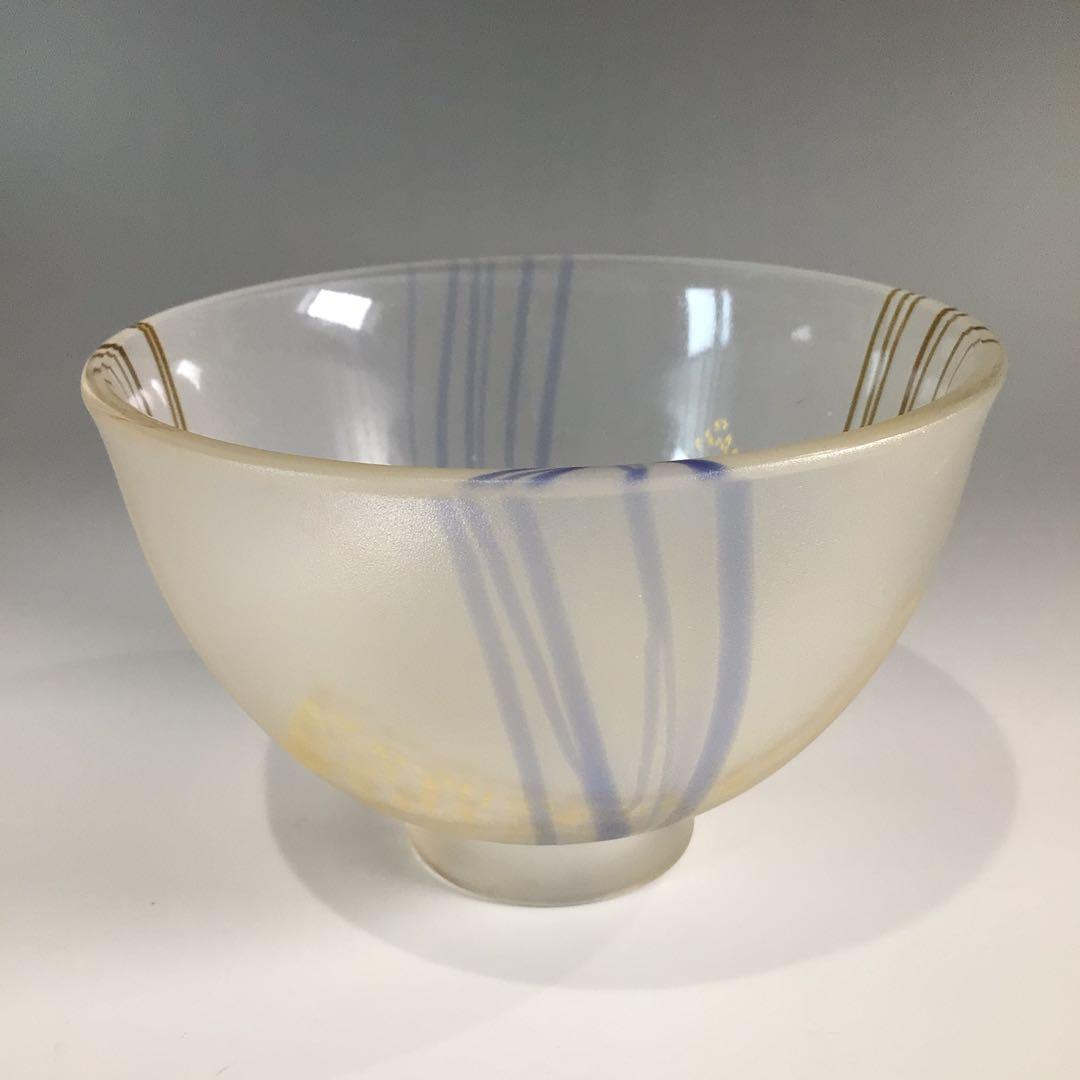 Ｐ６７４　茶碗　『堀口幸子造』『金箔麦藁手』『瑠璃茶碗』　義山茶碗　共箱　茶道具