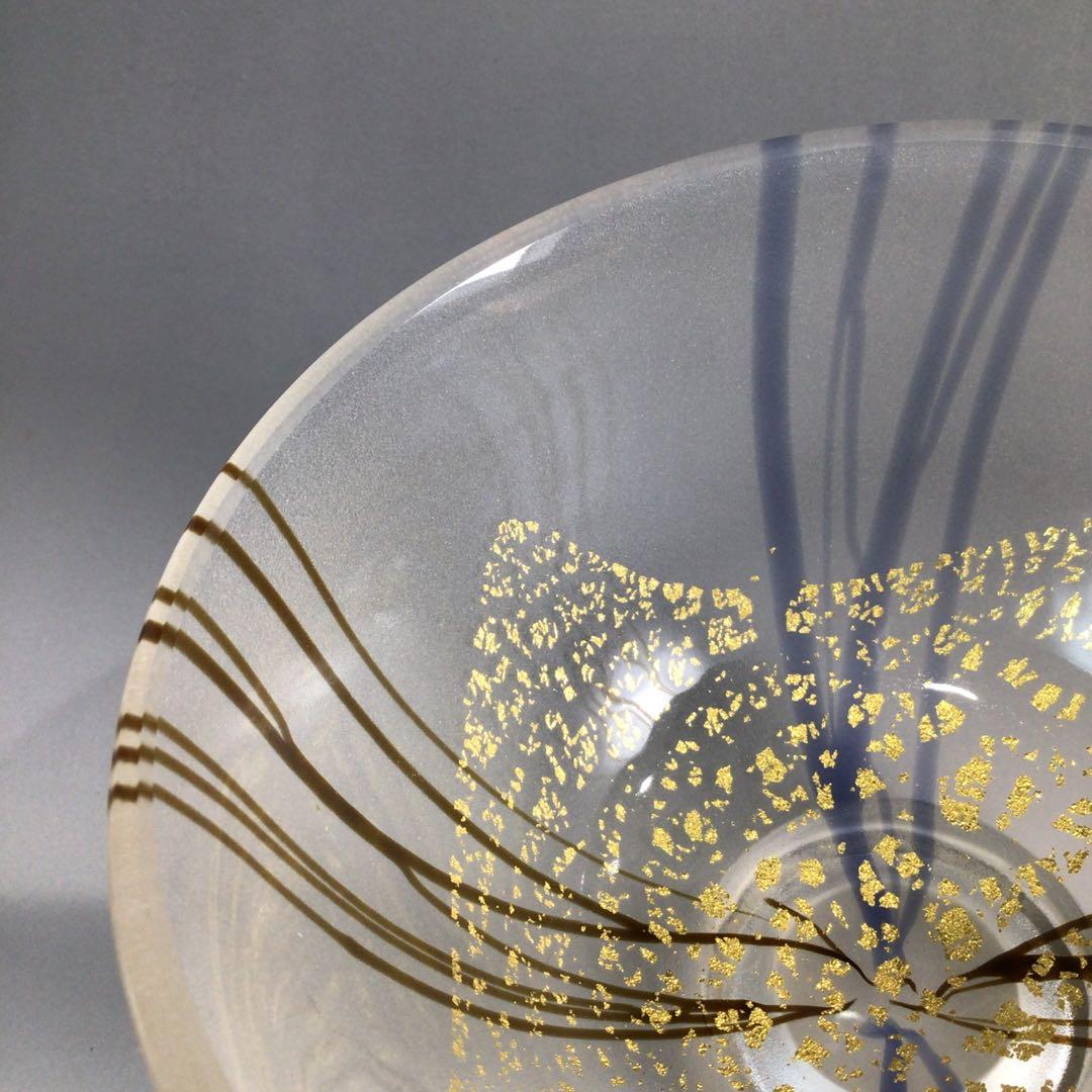 Ｐ６７４　茶碗　『堀口幸子造』『金箔麦藁手』『瑠璃茶碗』　義山茶碗　共箱　茶道具