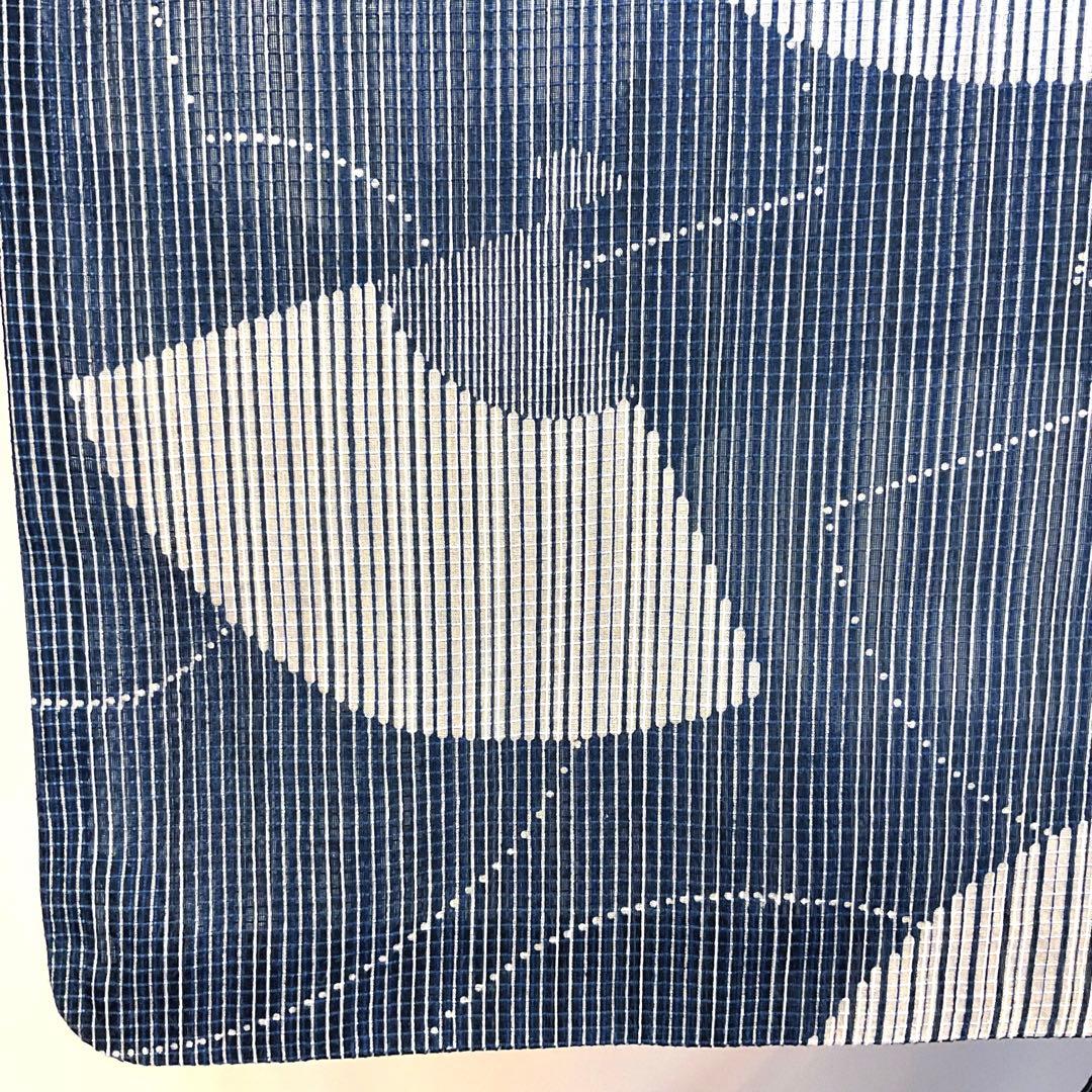 RINKO 竺仙綿紅梅藍色に大胆な白の扇が爽やかな浴衣