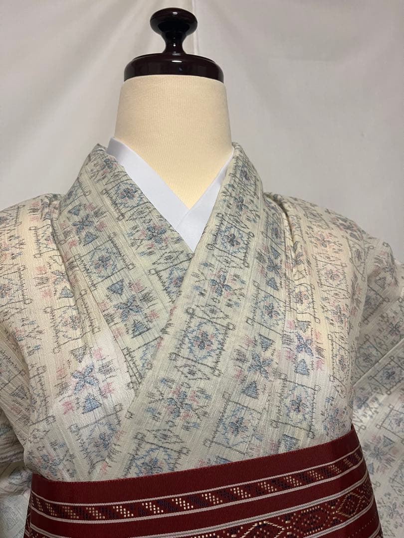 【国宝品】●沖縄県伝統工芸品●【八重山上布】●苧麻●かすり●盛夏●着物