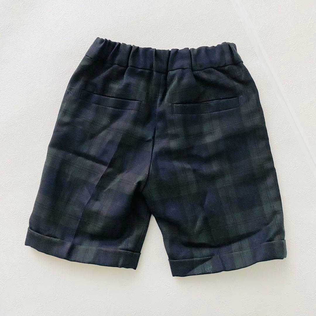 美品　グリーンレーベル　男の子スーツ４点セット　115 チェック柄　グリーン