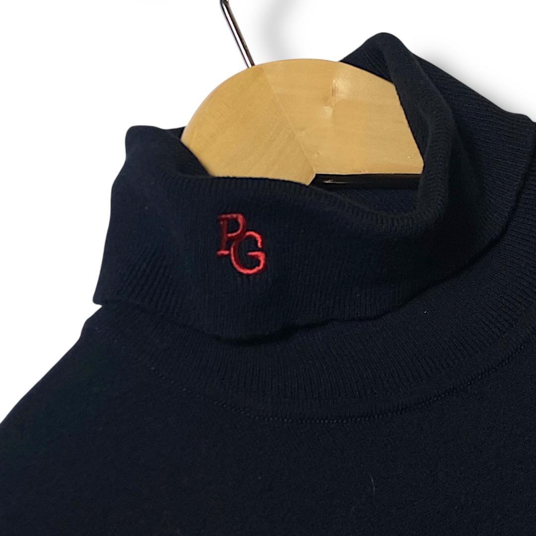 0 パーリーゲイツ 定価1.9万 抗菌 ビッグロゴ タートルネック 長袖 ニット