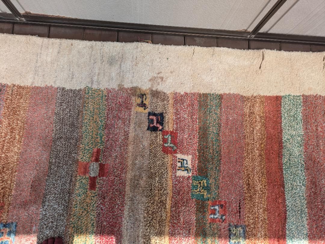 356　ギャッベ 絨毯　170×245㎝ 厚み約２㎝　ウール100％　ギャベ