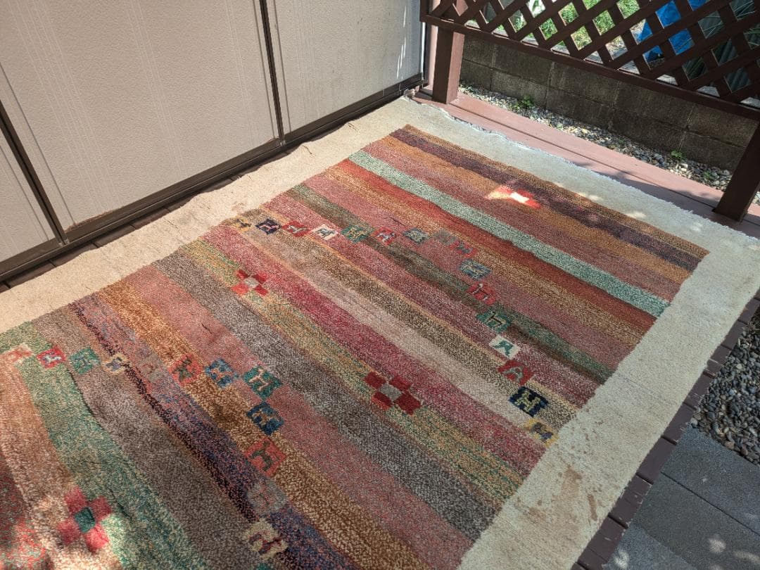 356　ギャッベ 絨毯　170×245㎝ 厚み約２㎝　ウール100％　ギャベ