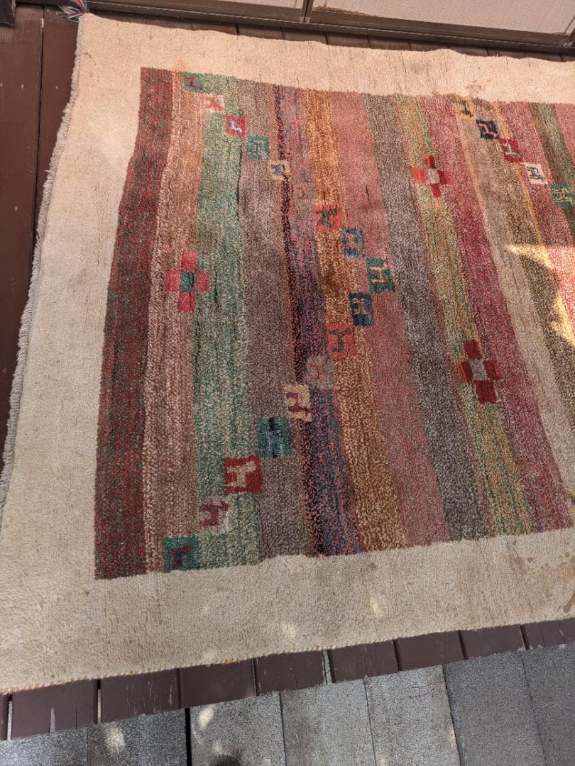 356　ギャッベ 絨毯　170×245㎝ 厚み約２㎝　ウール100％　ギャベ