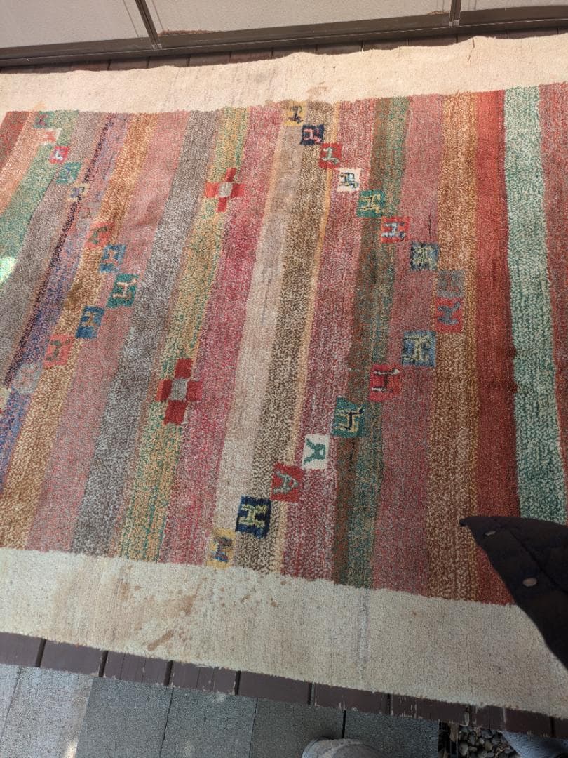 356　ギャッベ 絨毯　170×245㎝ 厚み約２㎝　ウール100％　ギャベ