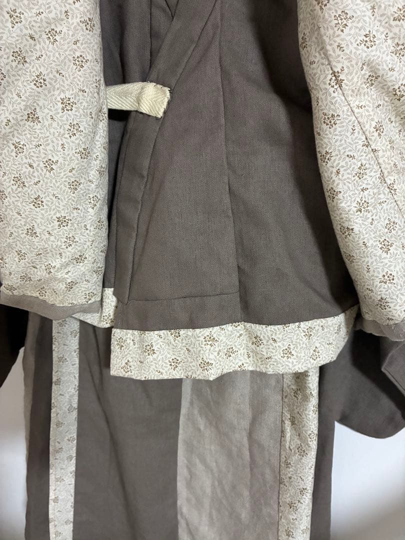 リネン くすみブラウン 被布着　3歳