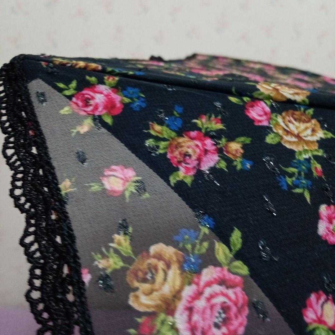 レイクアルスター☆逸品未使用☆〜黒地 総薔薇柄＆総レース＆総刺繍〜折りたたみ日傘