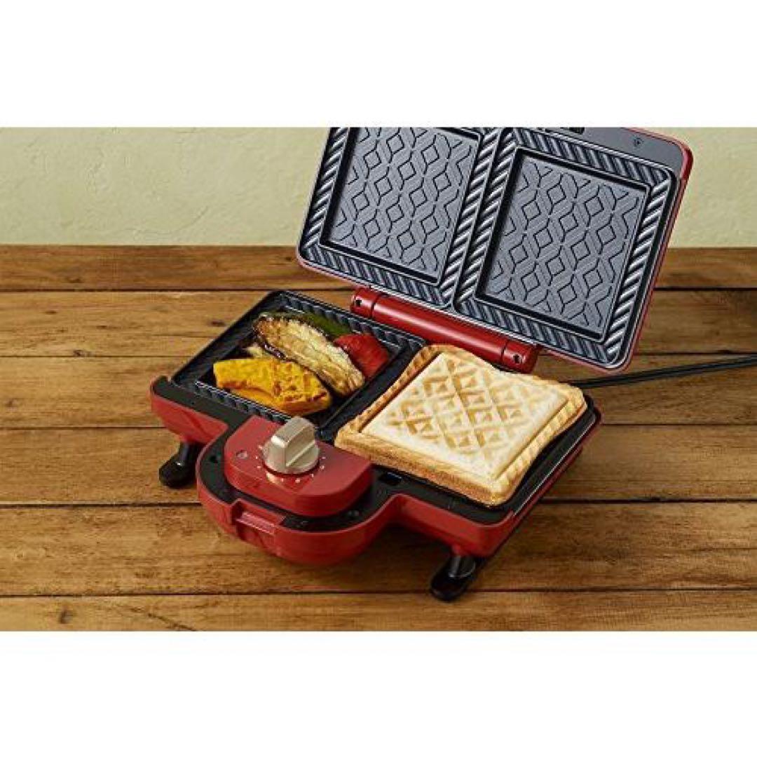 BRUNO ワッフル・ホットサンドメーカー レッド