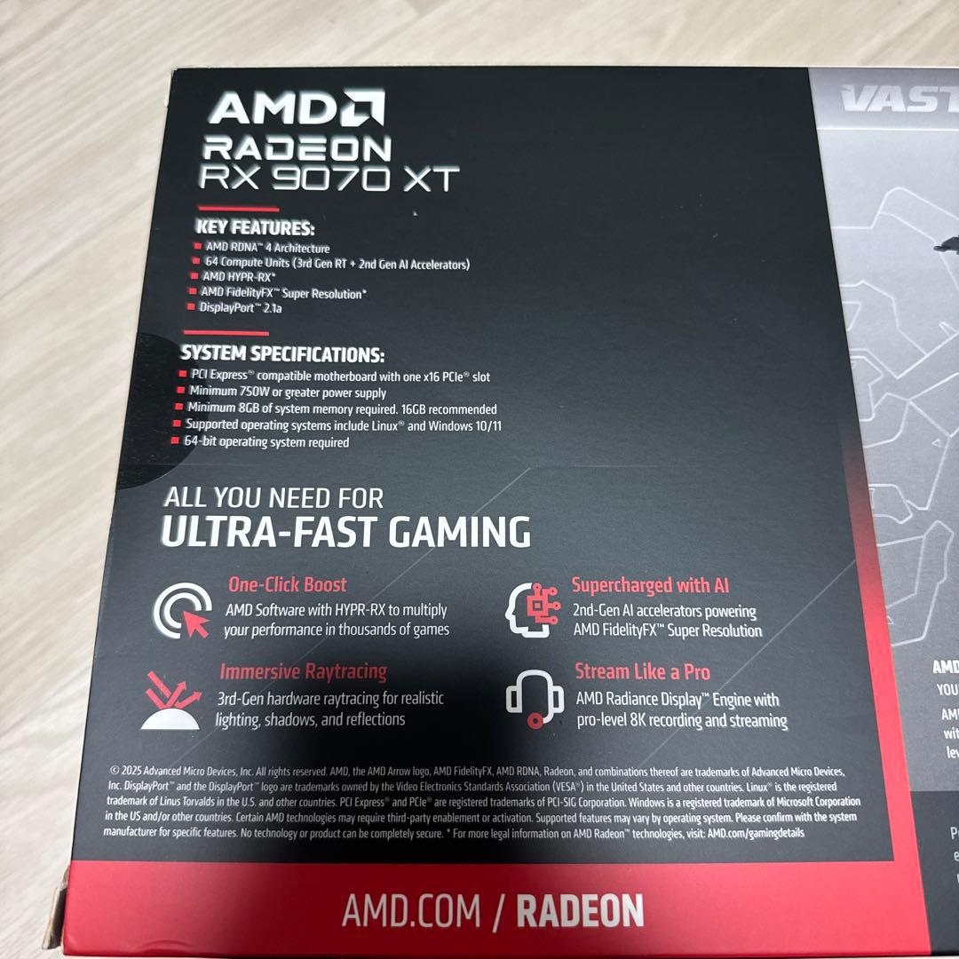 グラフィックボード・グラボ・ビデオカード Radeon RX9070XT VASTARMOR SUPER ALLOY