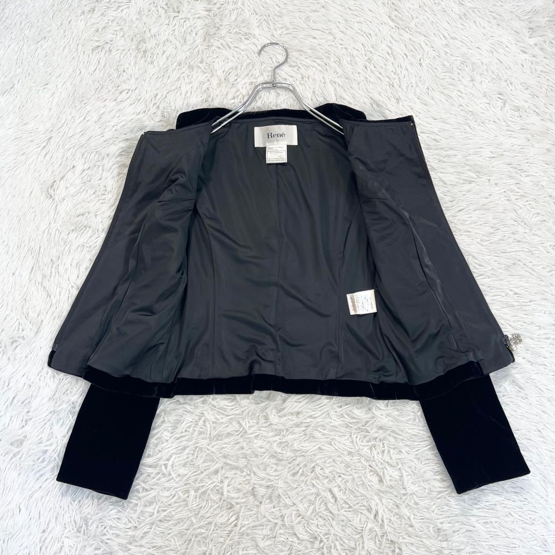 美品♡Rene ルネ　ベルベット　ベロア　ダブルジップジャケット　ベロア　黒　S
