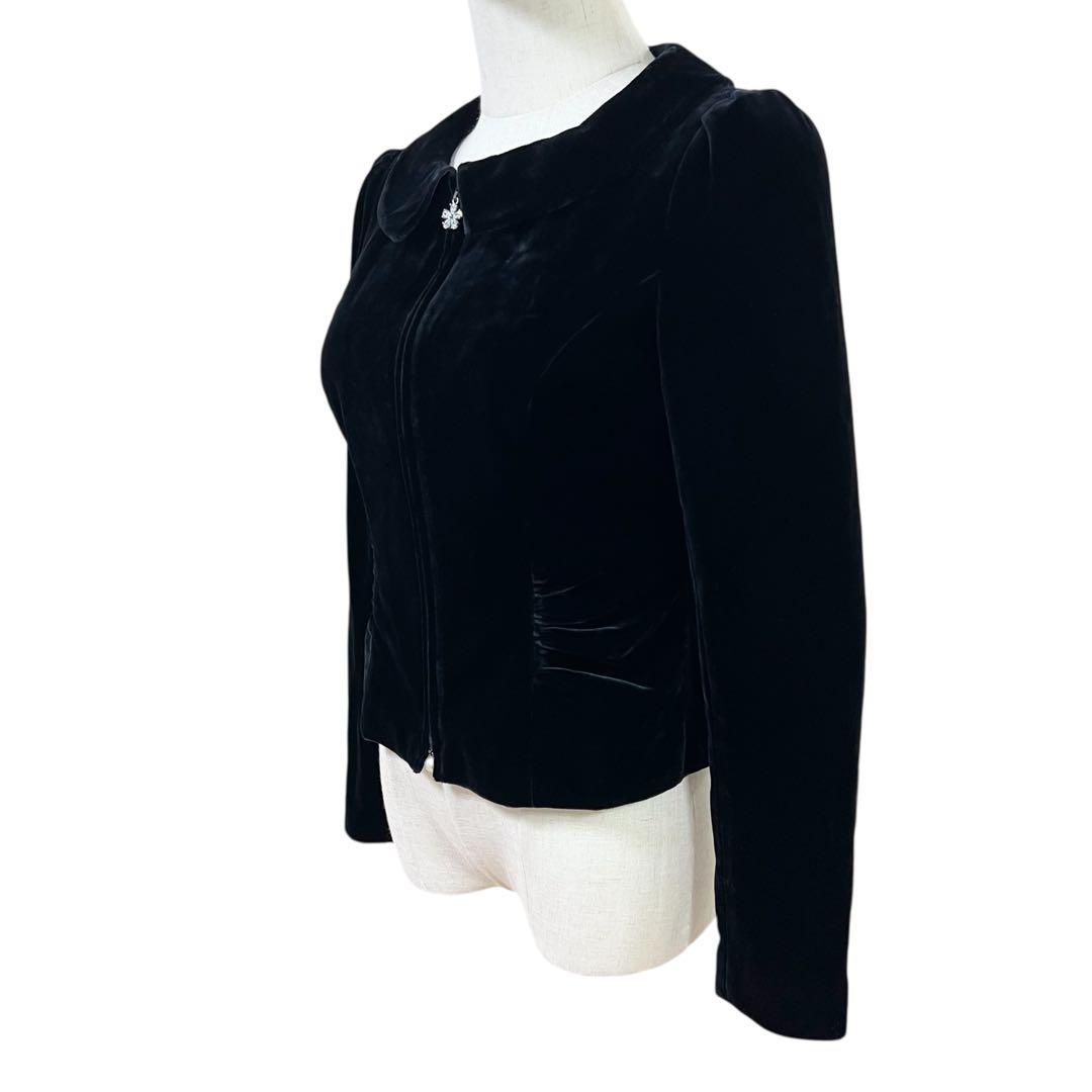 美品♡Rene ルネ　ベルベット　ベロア　ダブルジップジャケット　ベロア　黒　S