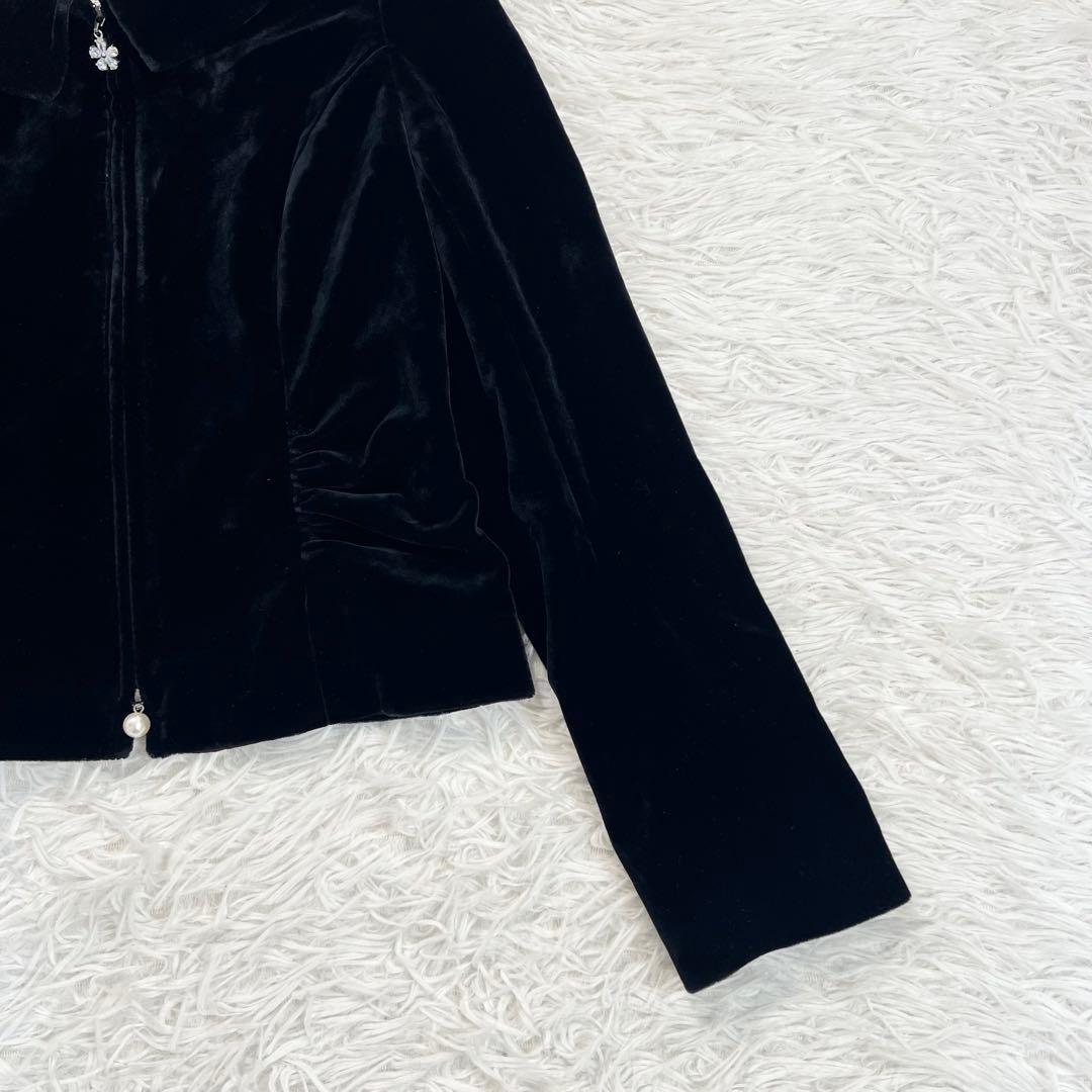 美品♡Rene ルネ　ベルベット　ベロア　ダブルジップジャケット　ベロア　黒　S