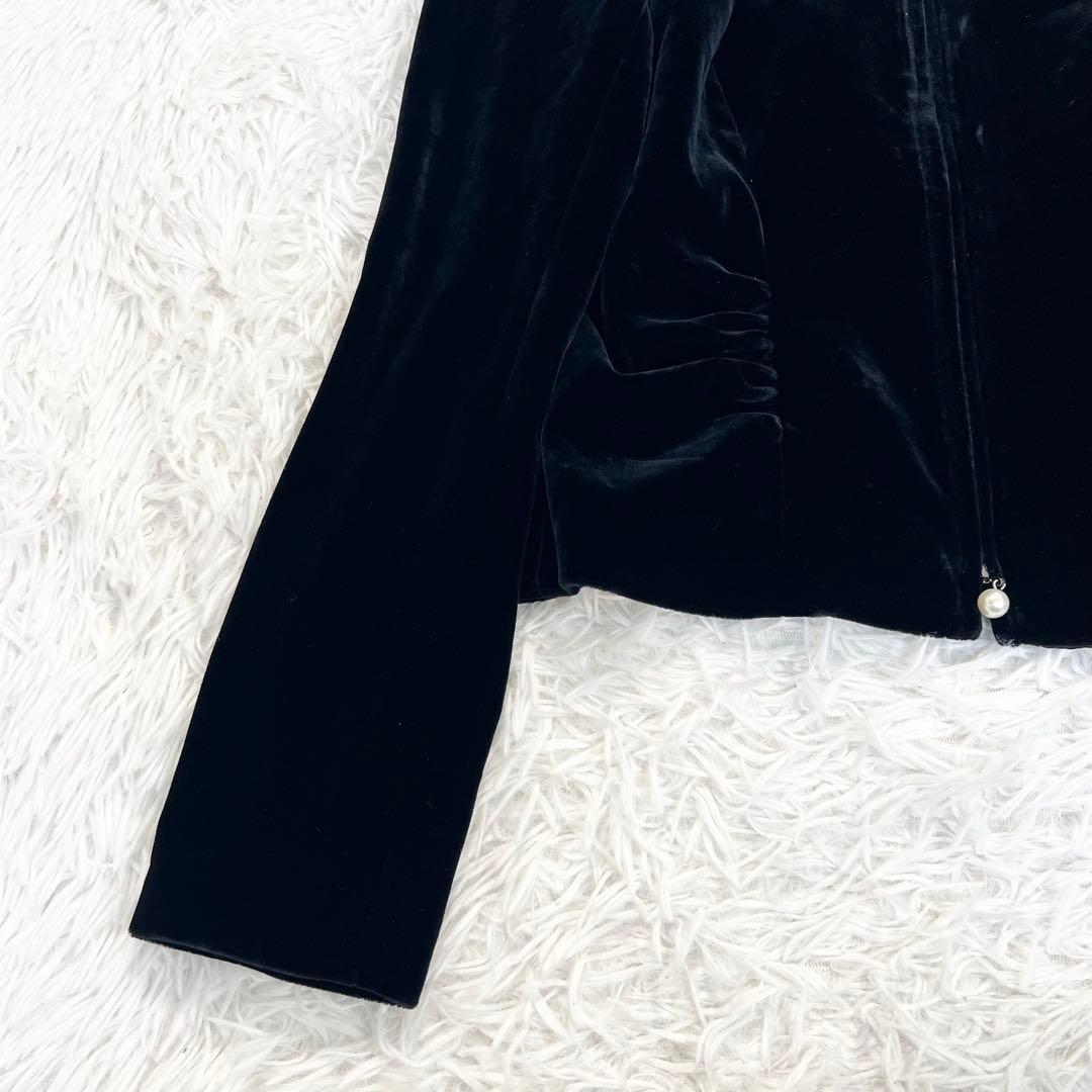 美品♡Rene ルネ　ベルベット　ベロア　ダブルジップジャケット　ベロア　黒　S