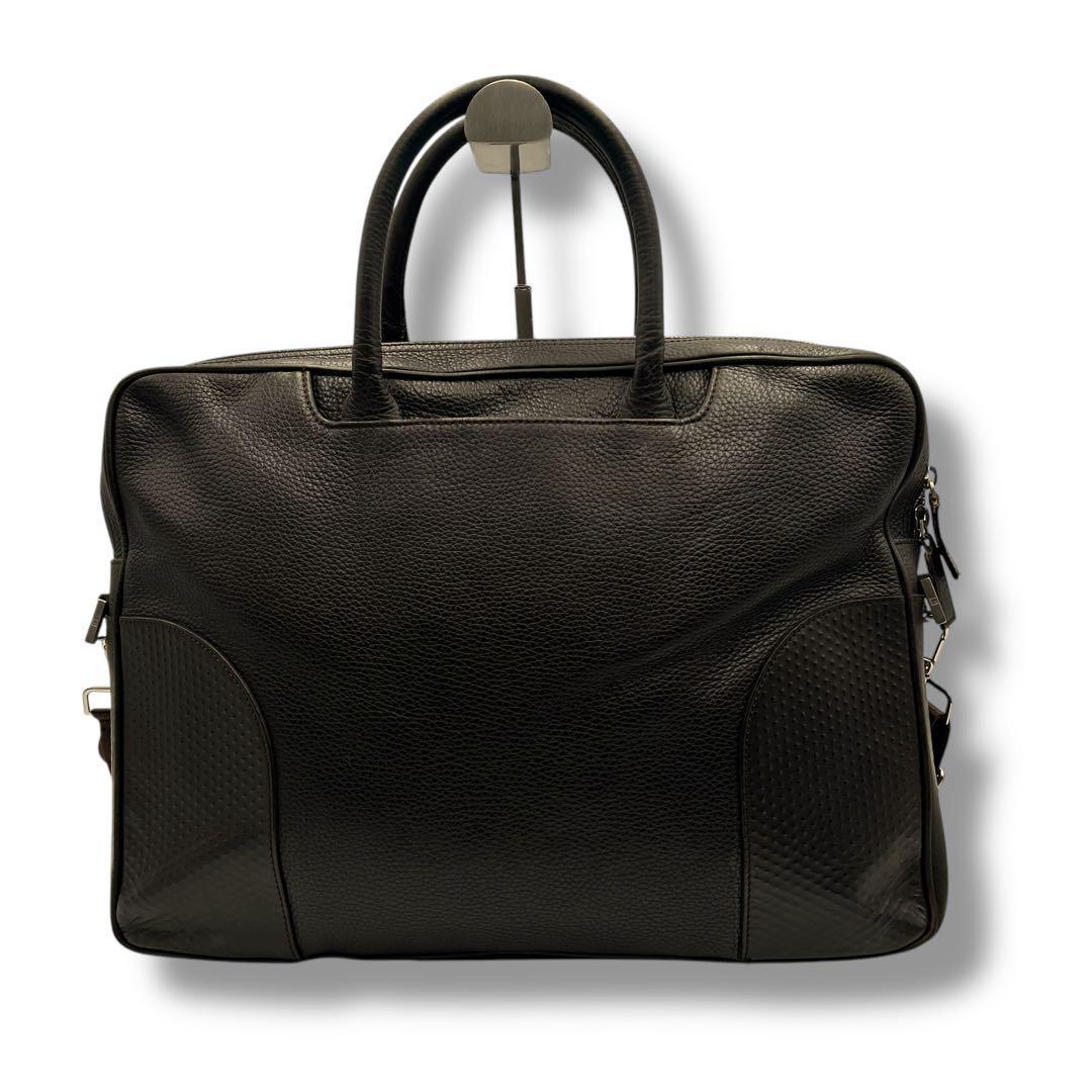 美品 dunhill 2way ビジネスバッグ シボ革 ダークブラウン