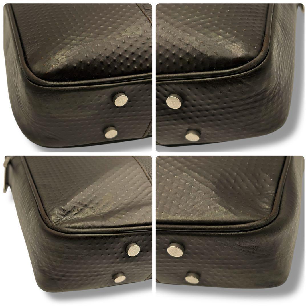 美品 dunhill 2way ビジネスバッグ シボ革 ダークブラウン
