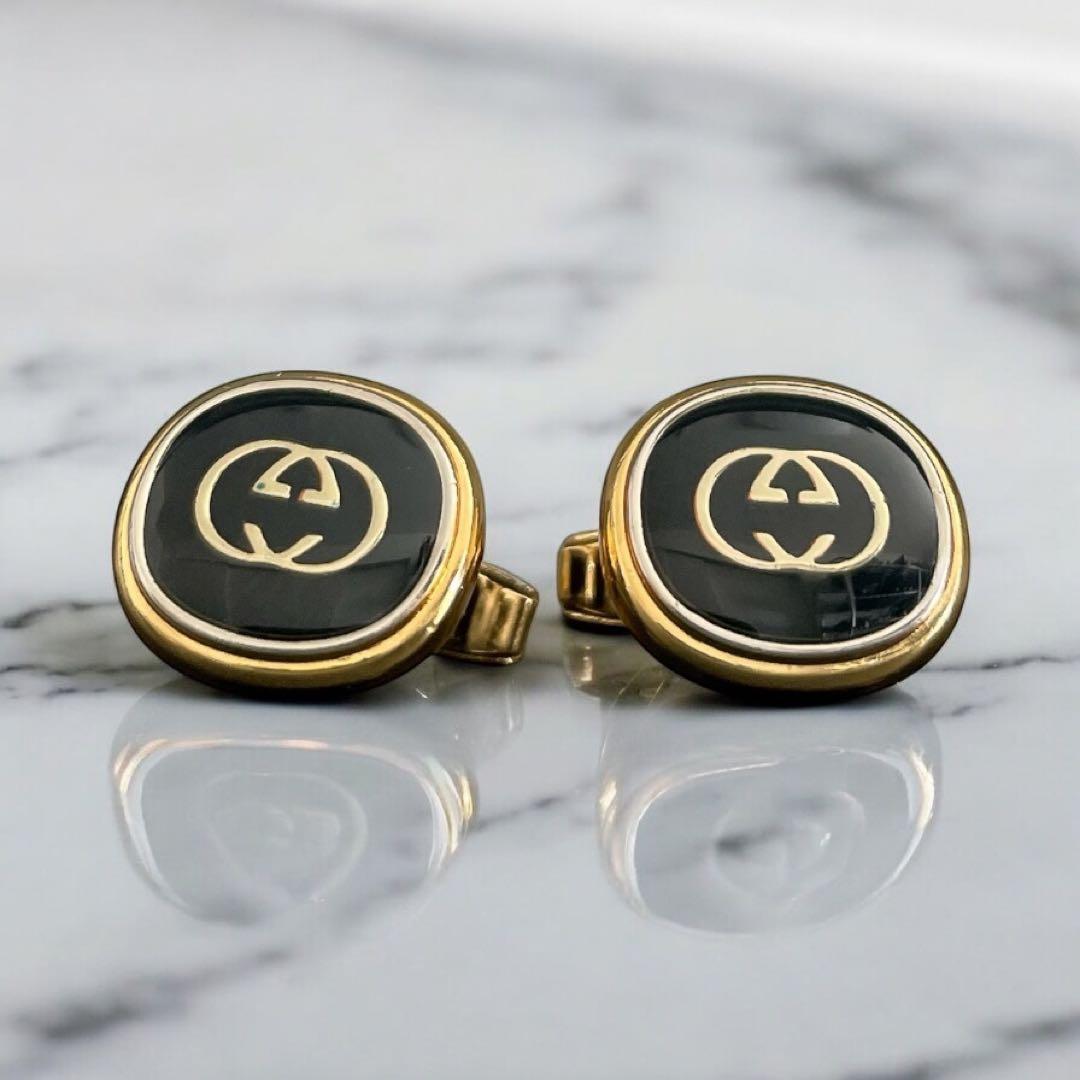【美品】3点セット　オールドグッチ　カフス タイピン ゴールド GGロゴ