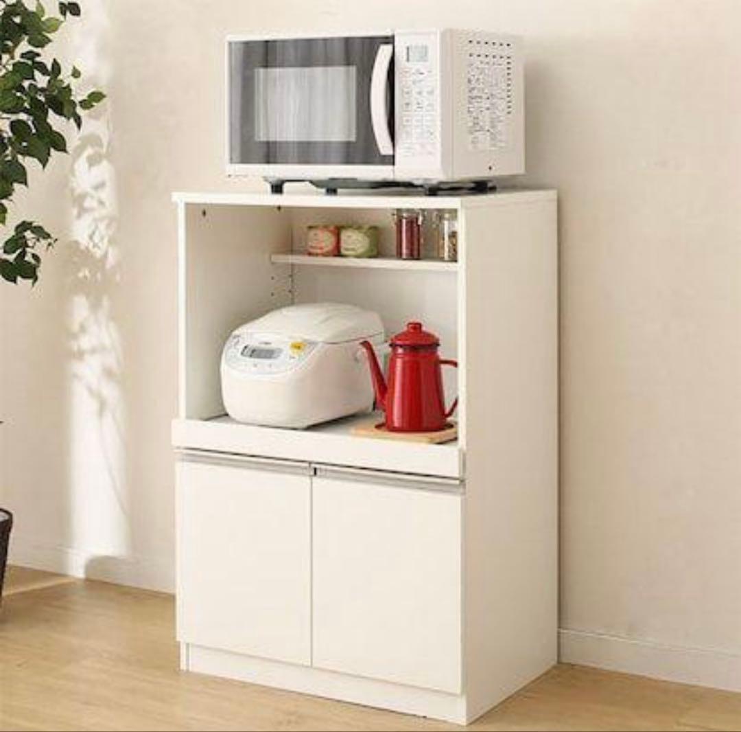 ニトリ　キッチンカウンター　レンジ置き　ホワイト