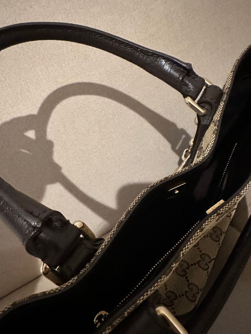 【美品】GUCCI ホースビット GGキャンバス ハンドバッグ