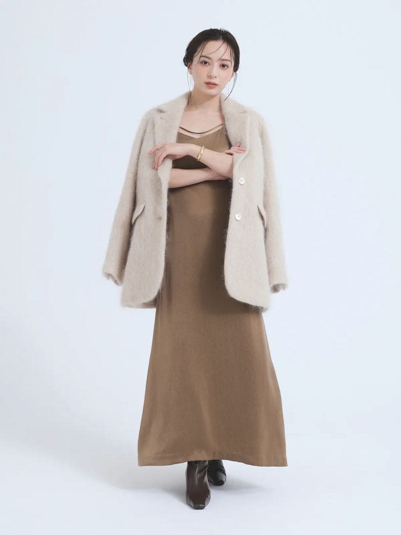 anuans モヘアシャギーテーラードジャケット