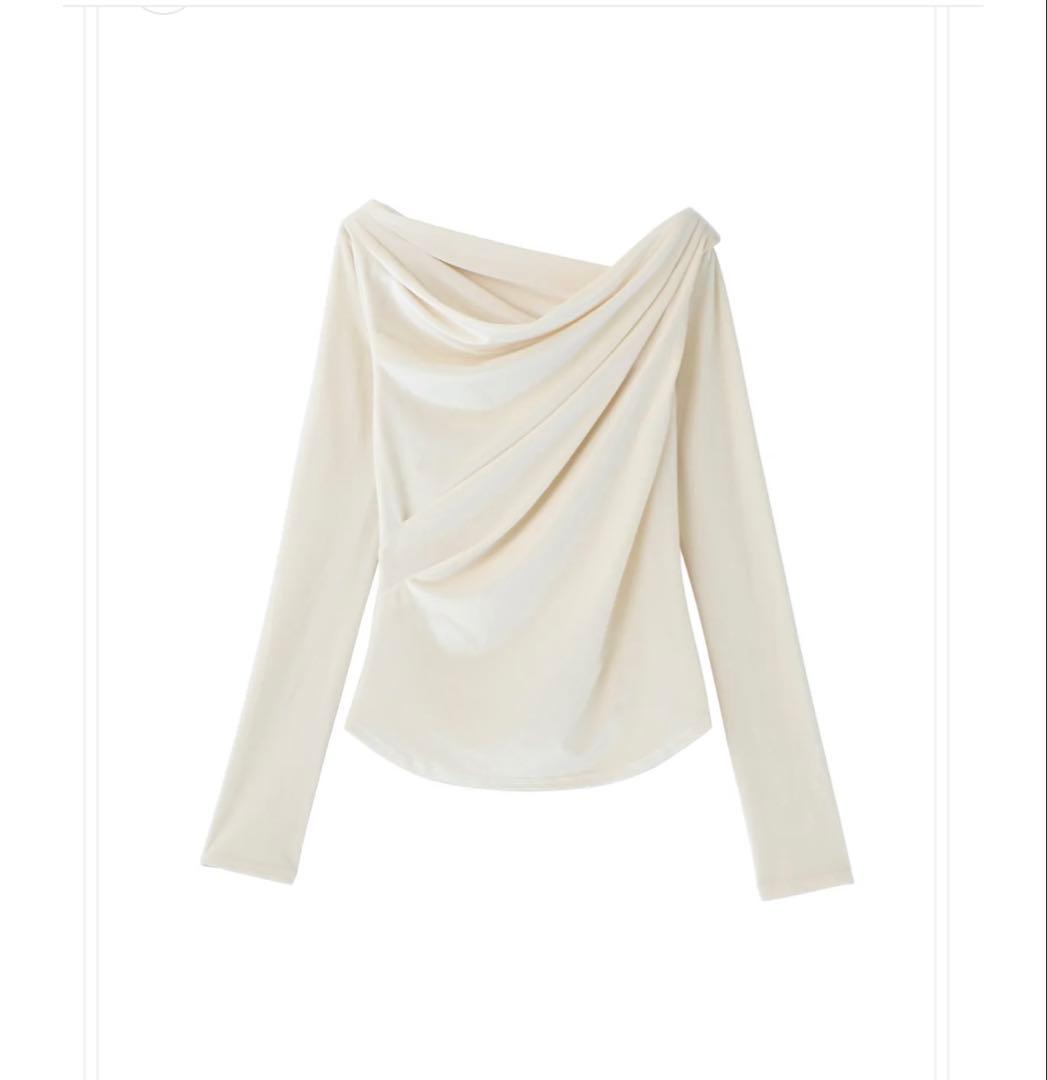 【タグ付き新品】polaura グロッシーベロアドレープトップス　オフホワイト