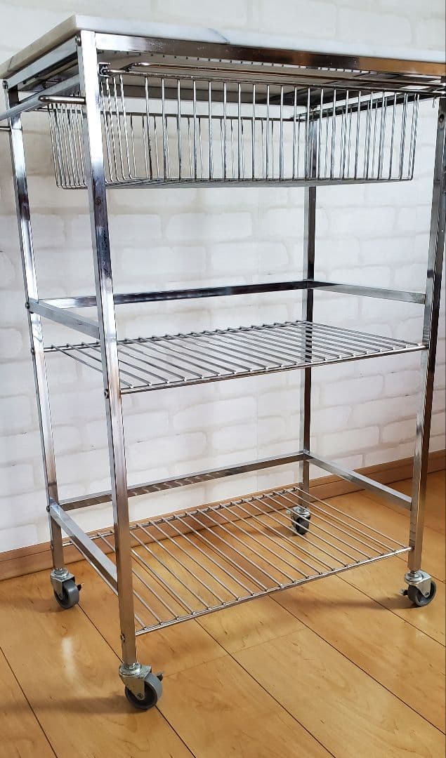 マーブルトップトローリーL 天然大理石 キッチンワゴン