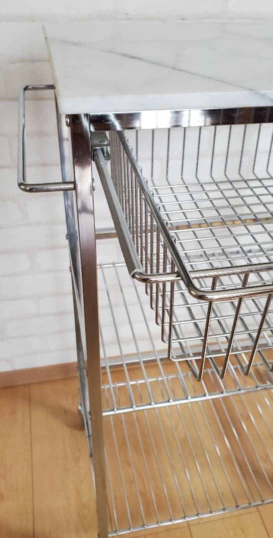 マーブルトップトローリーL 天然大理石 キッチンワゴン