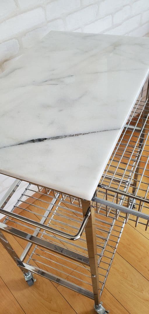 マーブルトップトローリーL 天然大理石 キッチンワゴン