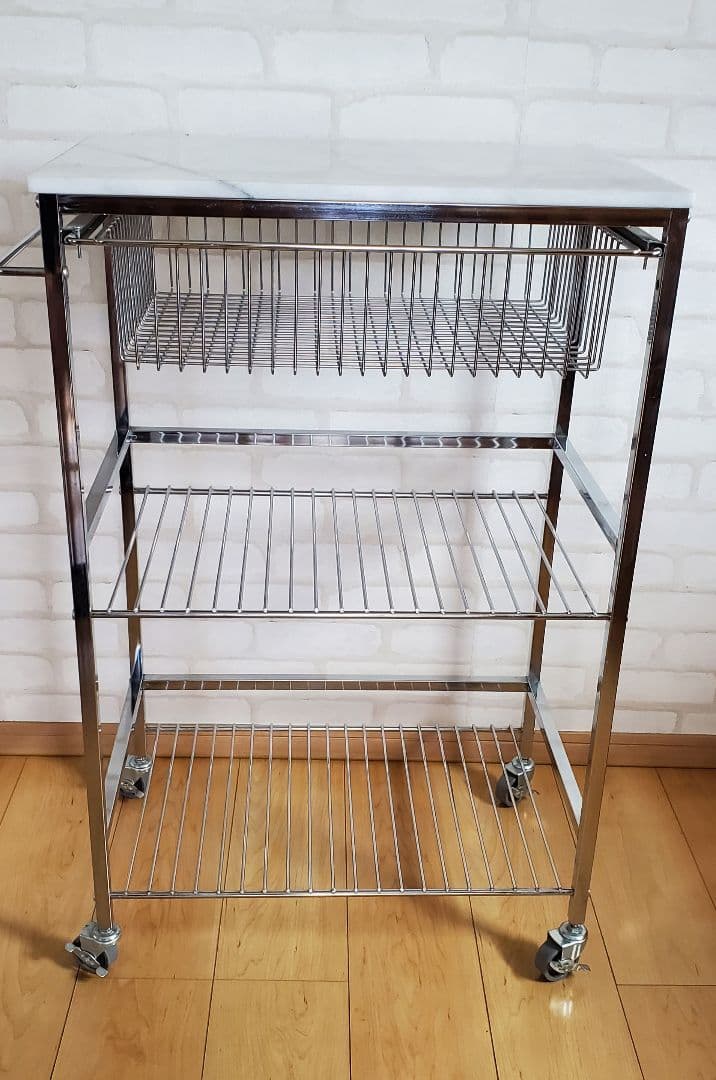 マーブルトップトローリーL 天然大理石 キッチンワゴン