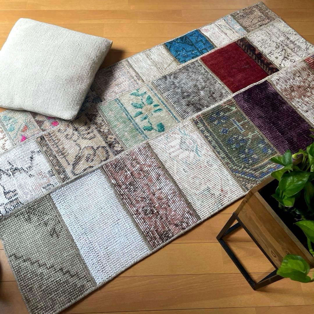 62×119 あると便利なパッチワークラグ　トルコヴィンテージラグ