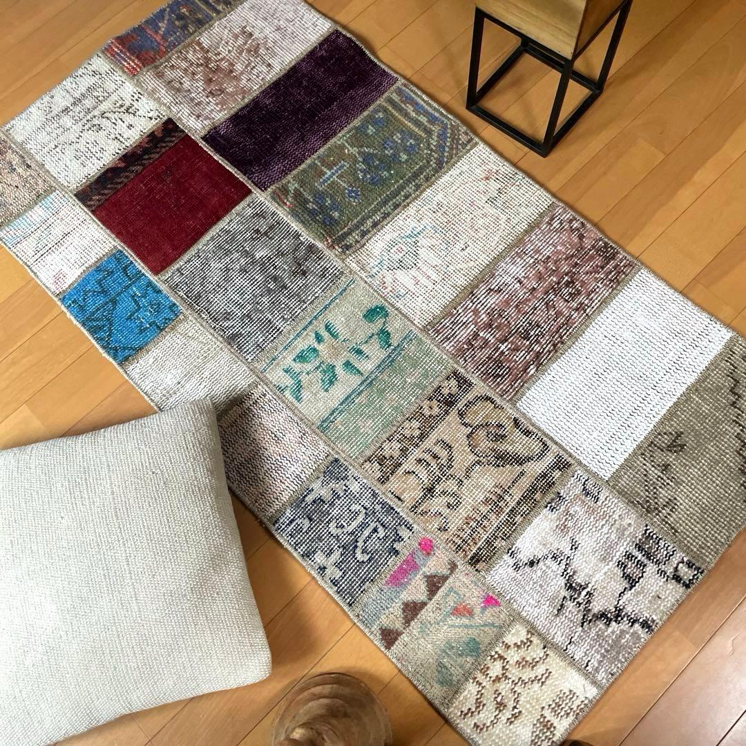 62×119 あると便利なパッチワークラグ　トルコヴィンテージラグ