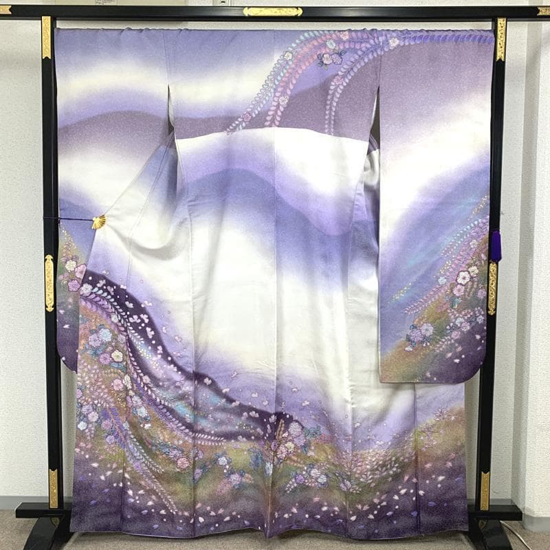 312z18〇翠山工房 振袖 銀通し 辻が花絞り 成人式結婚式〇美品