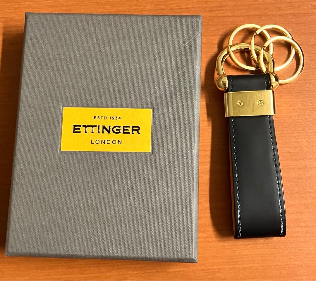 ETTINGER キーリング・キーホルダー 3連 紺色（NAVY）