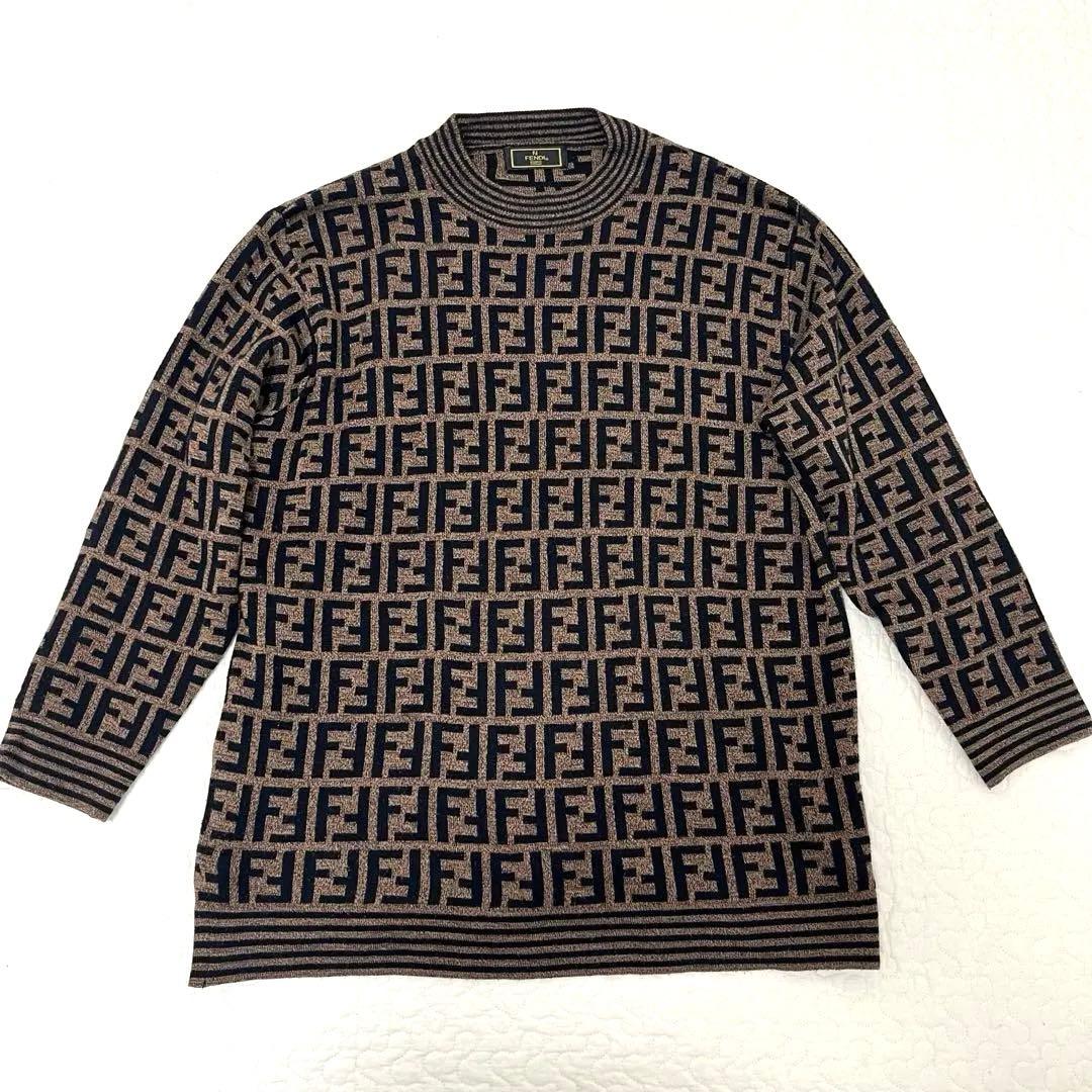 FENDI フェンディ　ウール　ズッカ　モックネック　ニット　セーター