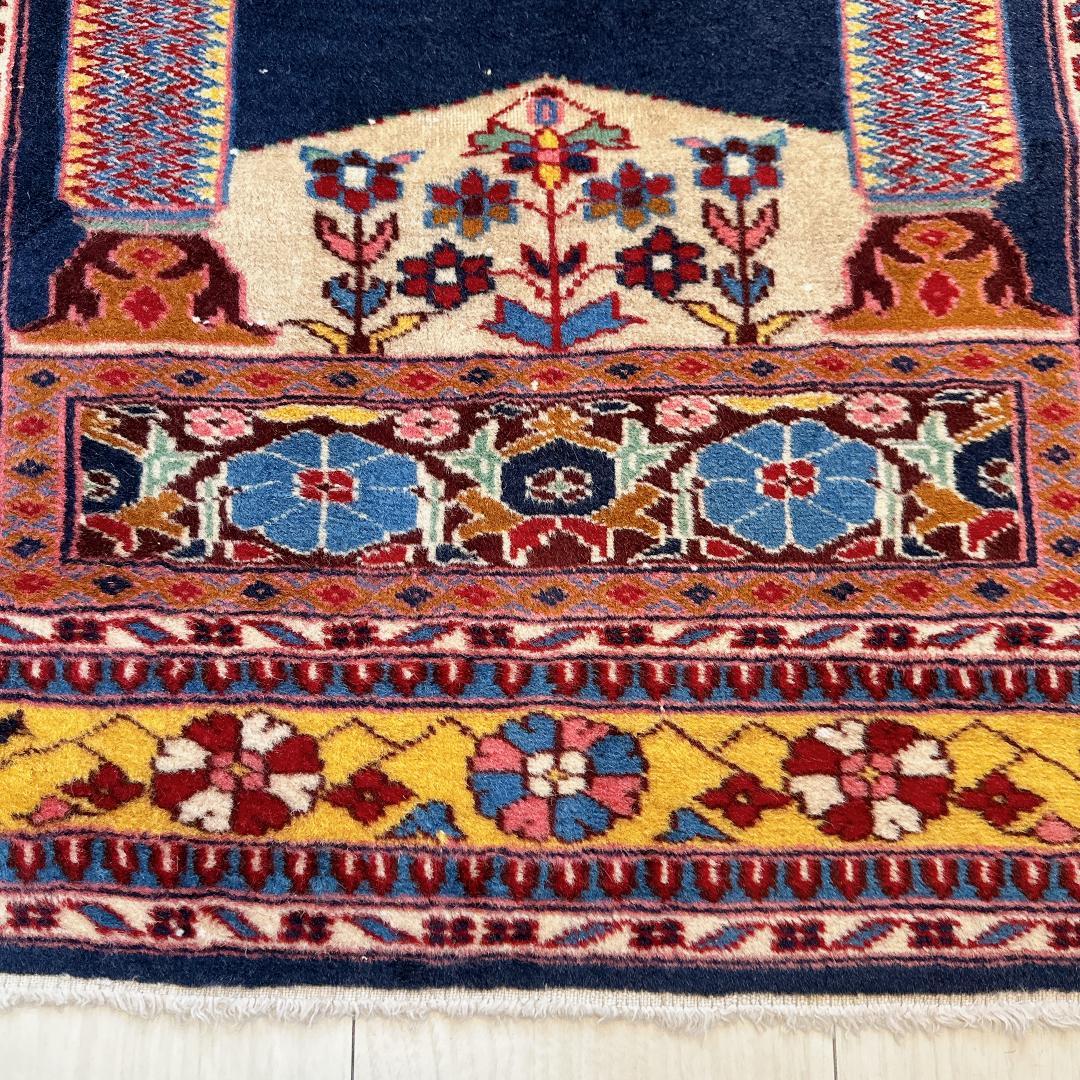 トルコ製ヴィンテージラグ838レア 高級 カイセリ ネイビー イエロー ピンク
