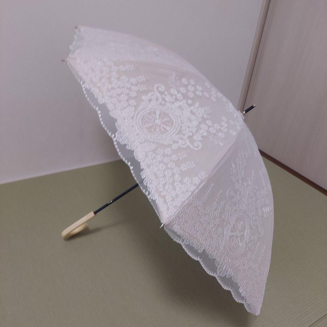 一度使用☆ホワイト刺繍日傘　近沢レース