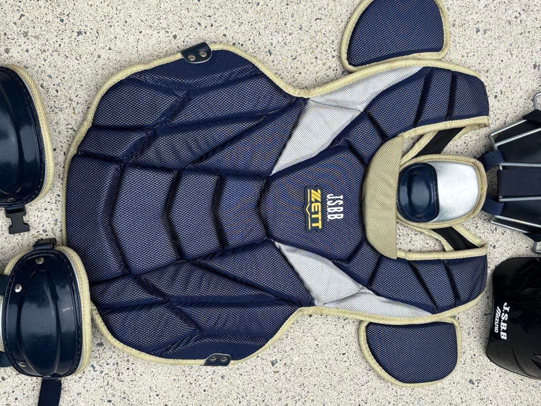 キャッチャー用レガースセット ネイビー キャッチャー防具 フルセット、ゼット