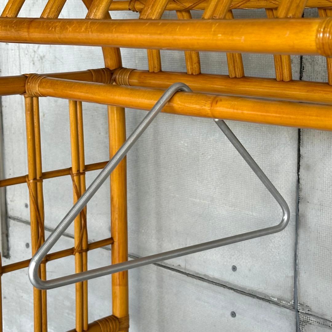 ꧁ラタン꧂昭和レトロ ラタン ハンガーラック 収納付き 籐家具 ヴィンテージ