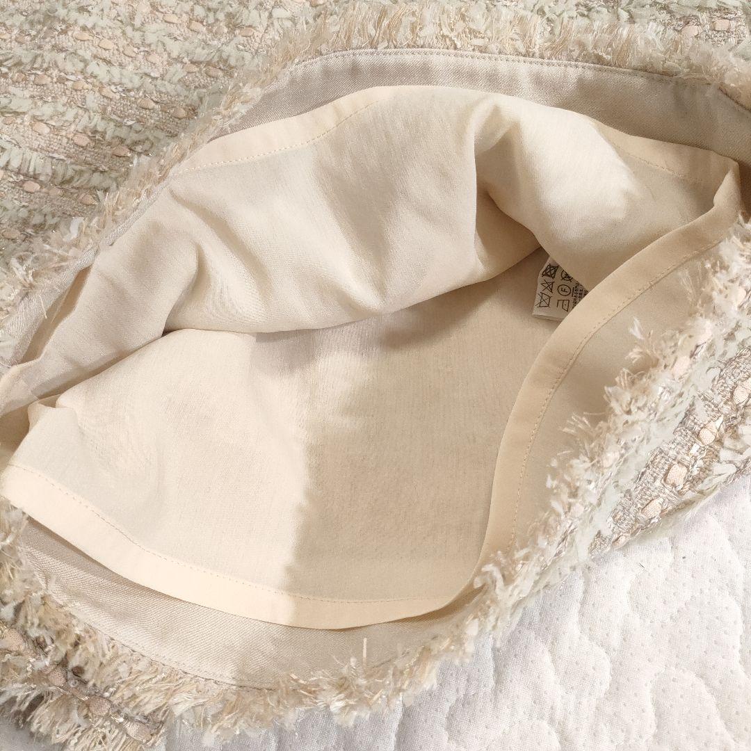 新品✨FOXEY　ミックスツイードショートパンツ　ピンクベージュ　38