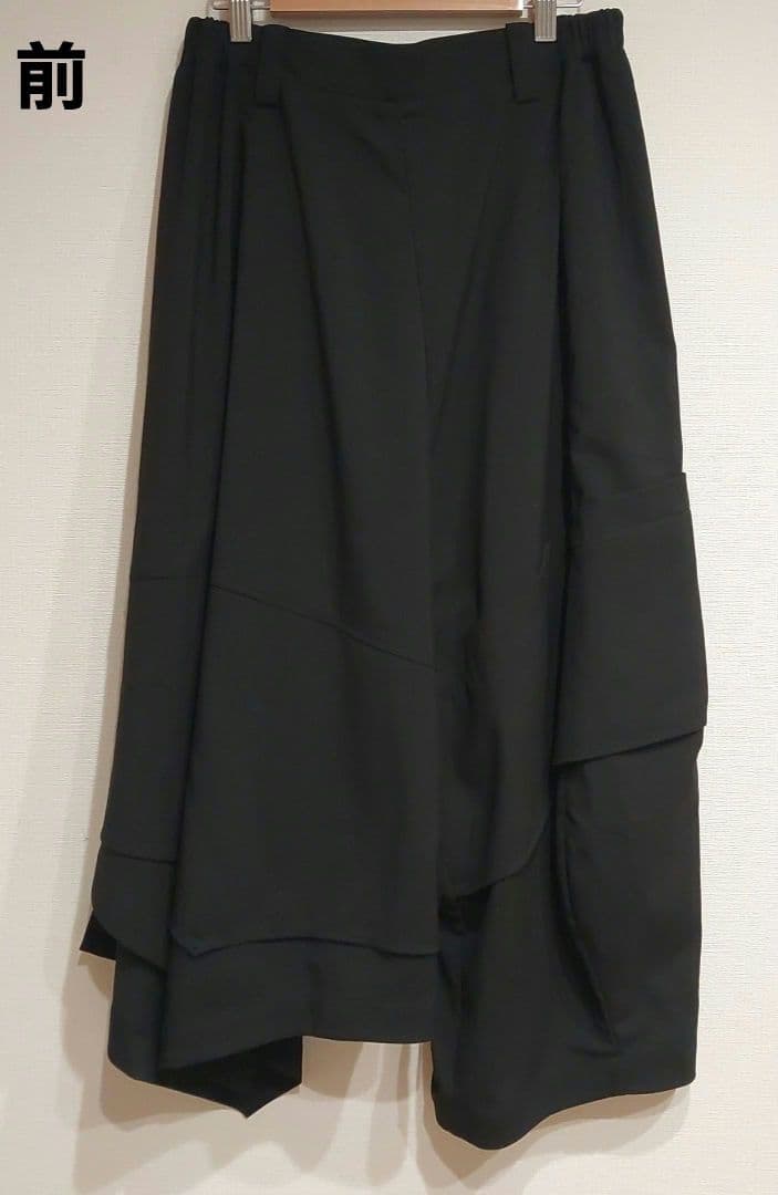 タグ付【MOYURU 萌】モユル 変形パンツ アシンメトリー ウエストゴム 黒