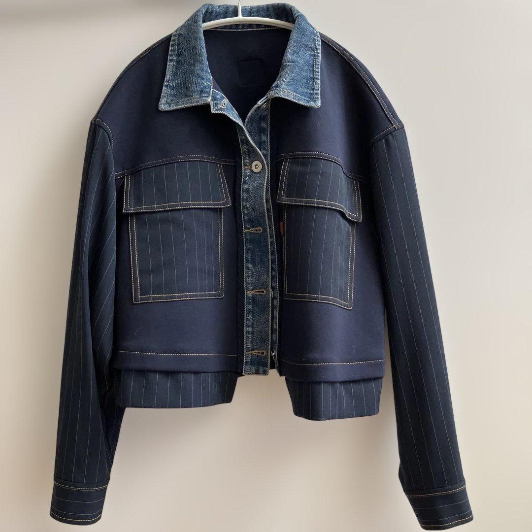 ¥18,480 eimee lawデニムトリム ダンボール&ストライプジャケット