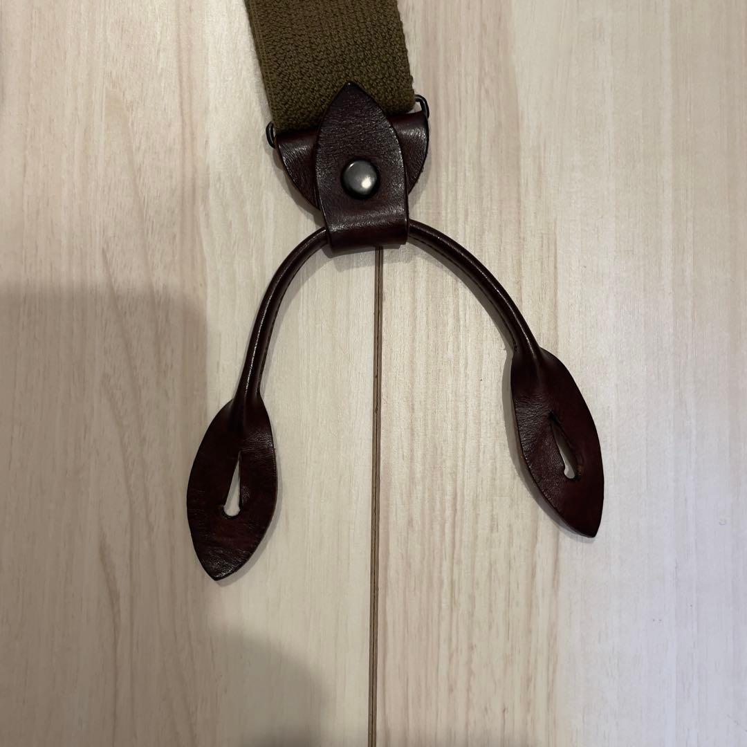 Nigel Cabournサスペンダー オリーブグリーン×ブラウン ゴム×レザー