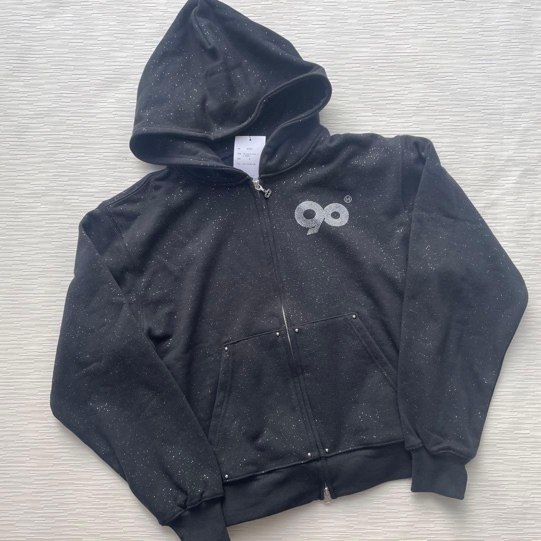 トップス 9090girl Logo Glitter Zip Hoodie M
