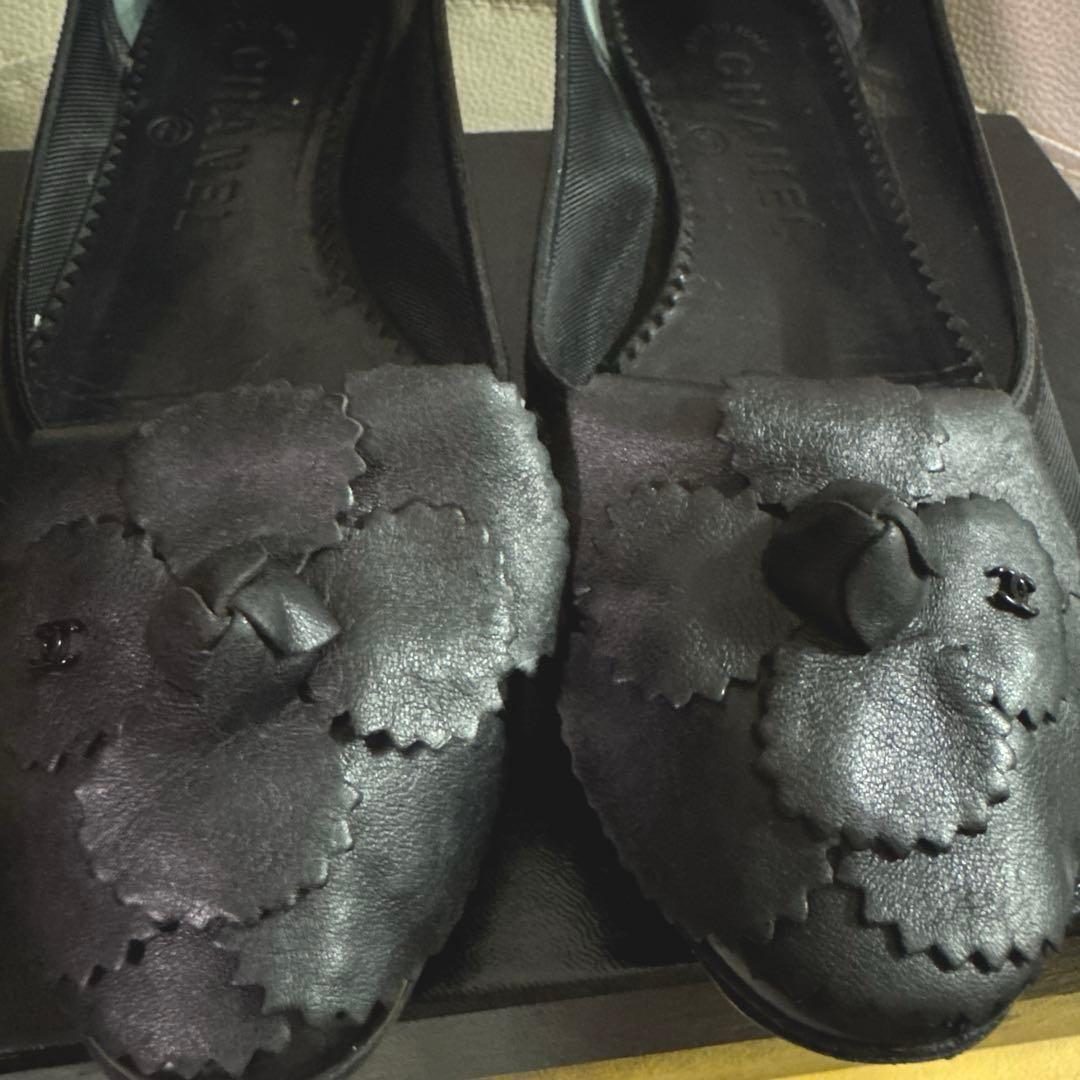 朝まで‼️美品✨本物CHANEL✨素敵なカメリア♡フラットシューズ❤ココマーク