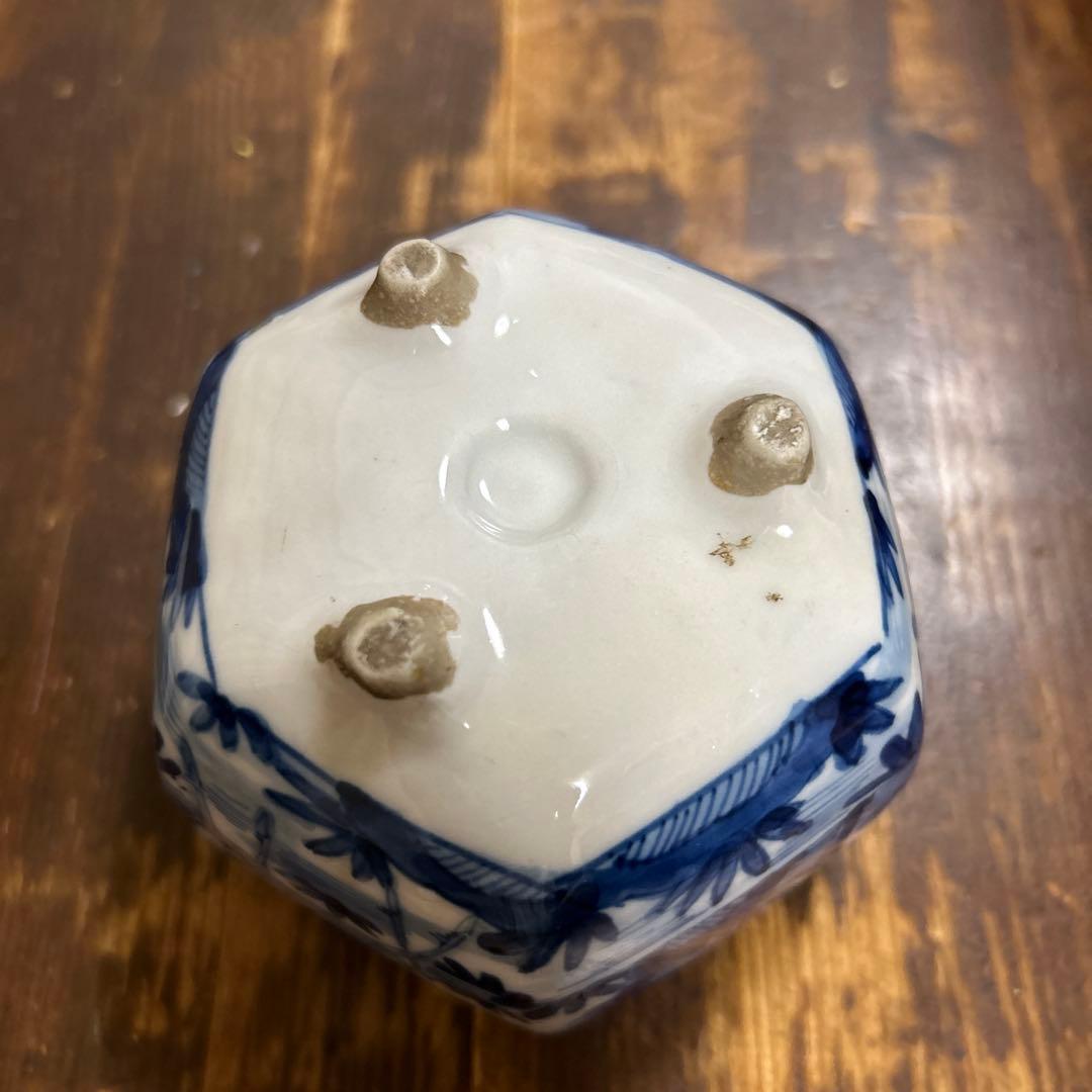 九谷焼　骨董品　美術品　古物　香炉2つ　角福　赤絵　染付