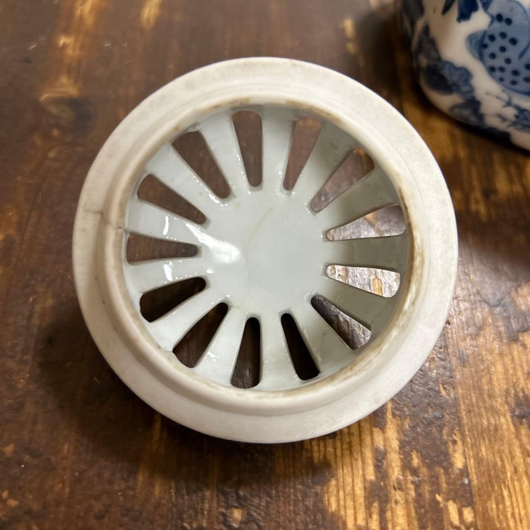 九谷焼　骨董品　美術品　古物　香炉2つ　角福　赤絵　染付