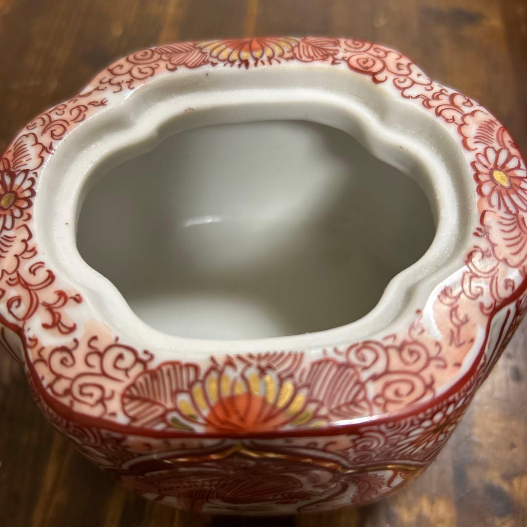 九谷焼　骨董品　美術品　古物　香炉2つ　角福　赤絵　染付