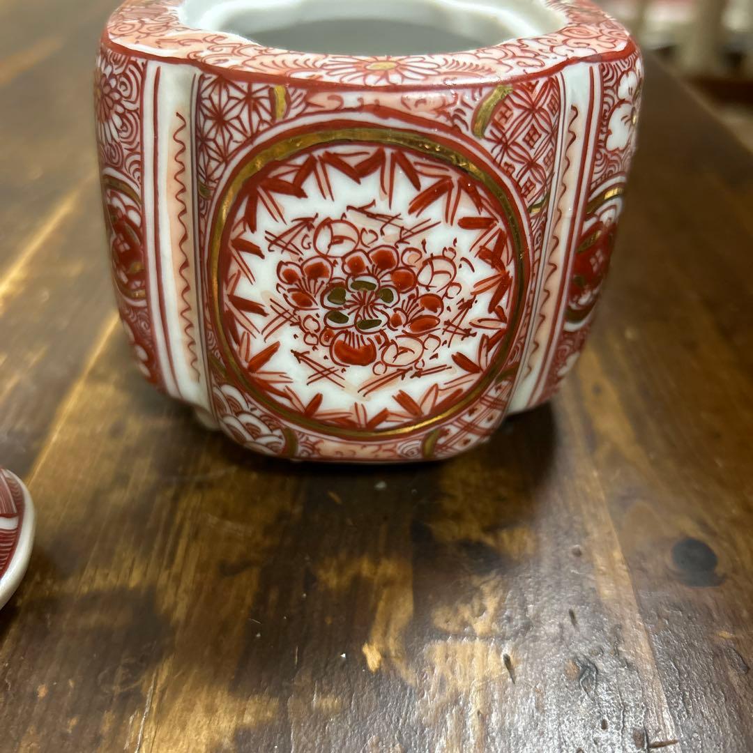 九谷焼　骨董品　美術品　古物　香炉2つ　角福　赤絵　染付