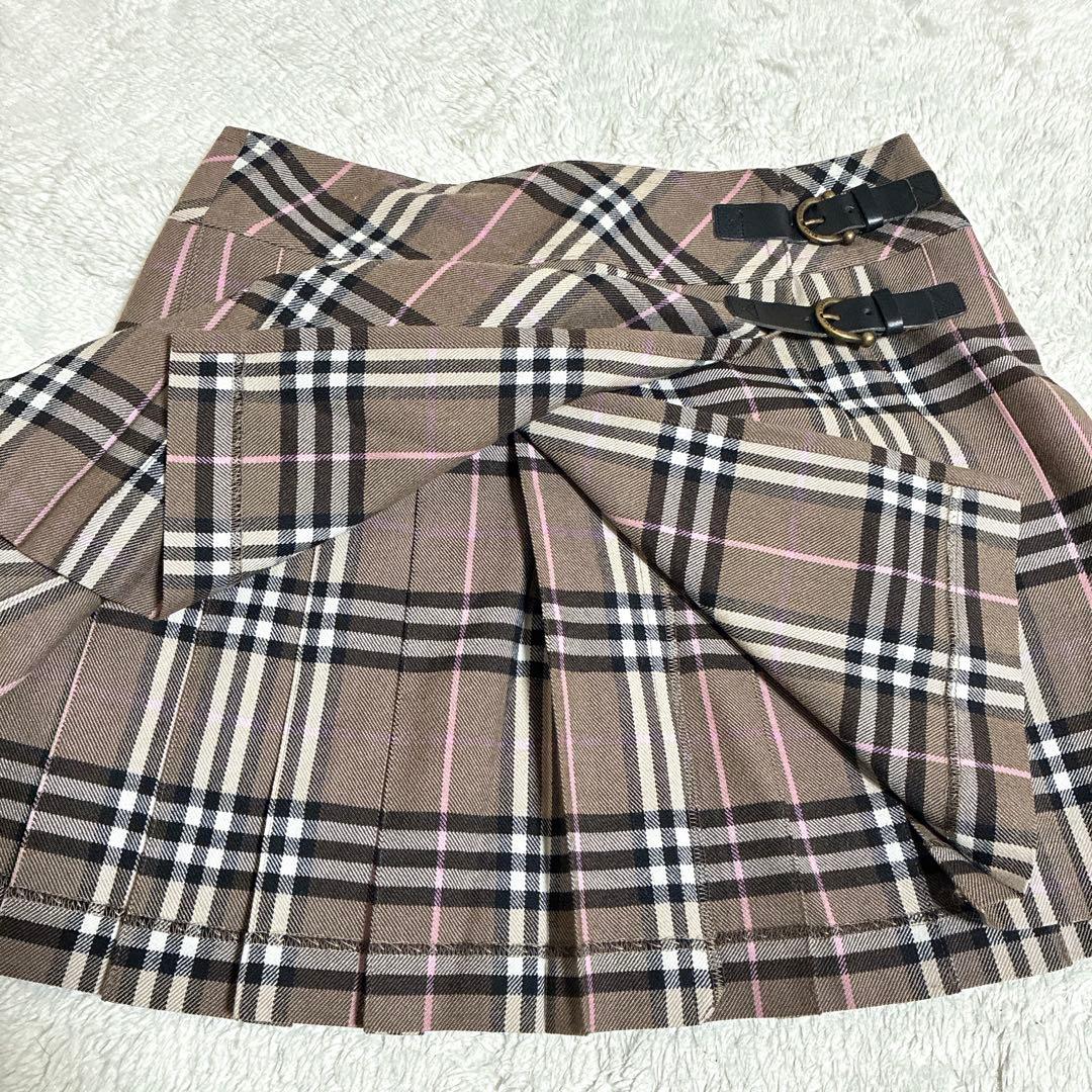 美品✨バーバリー ブルーレーベル ノバチェック プリーツ　ラップスカート　Y2K