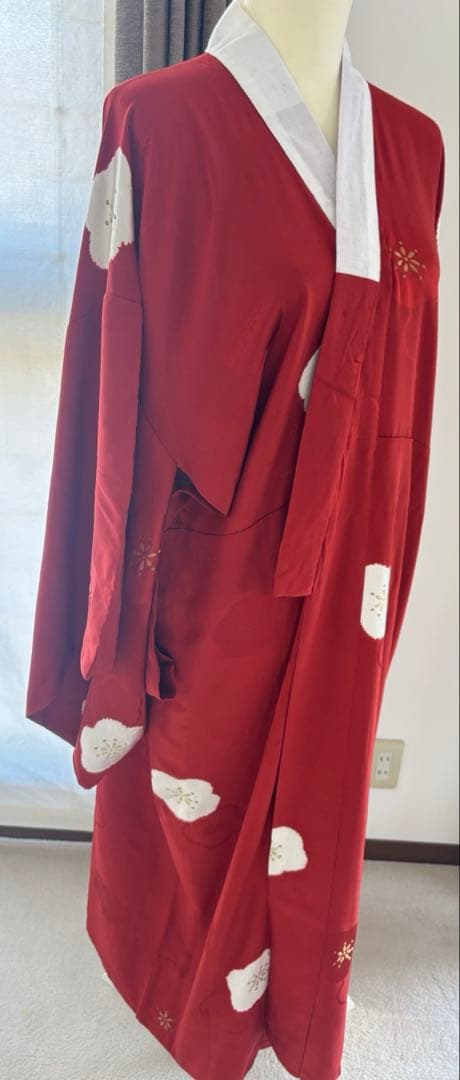朱赤☆梅花刺繍入りの長襦袢　トールサイズ